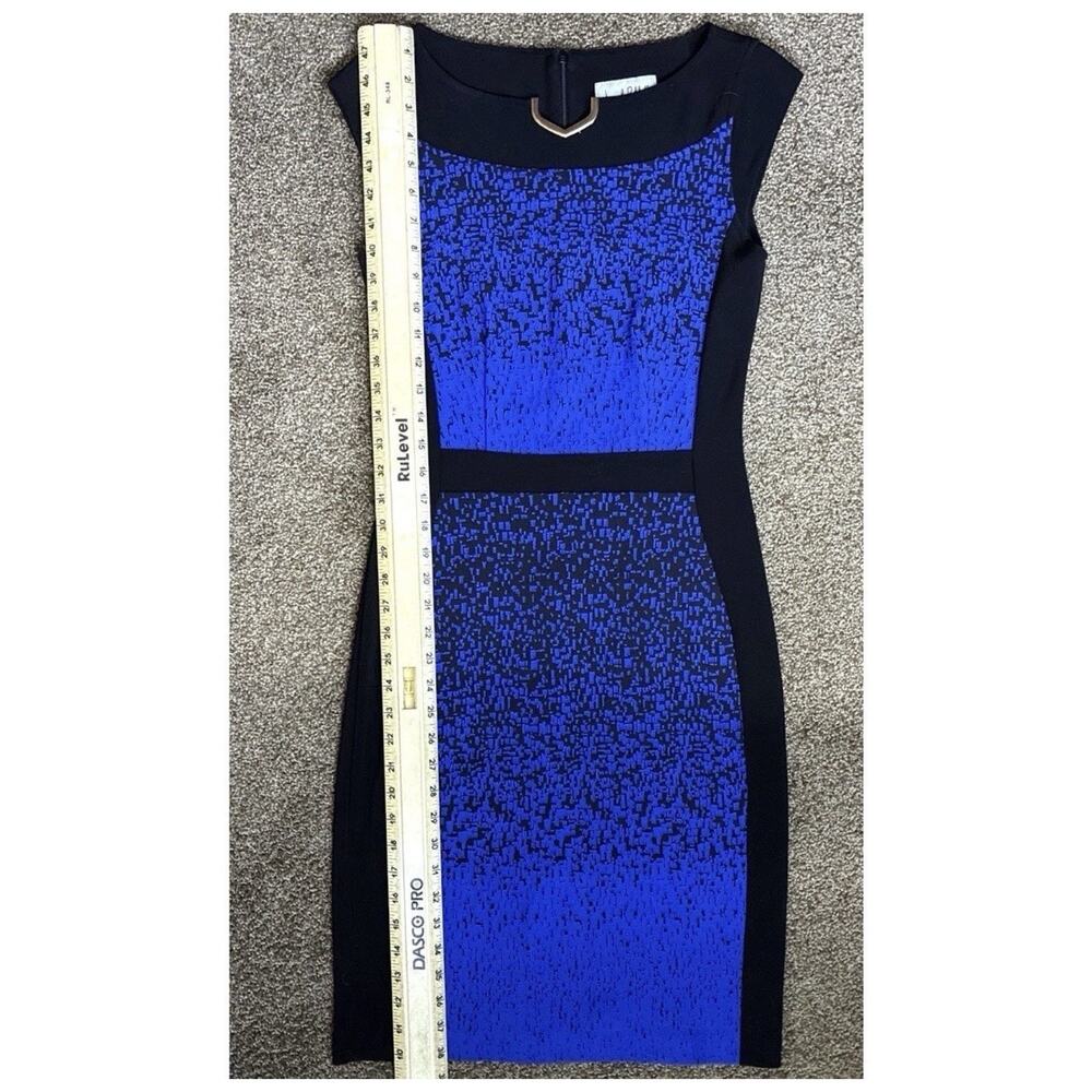Joseph Ribkoff Blue Black Sheath Dress Structured Bodycon Career Chic Sz 4 - Picture 9 of 10